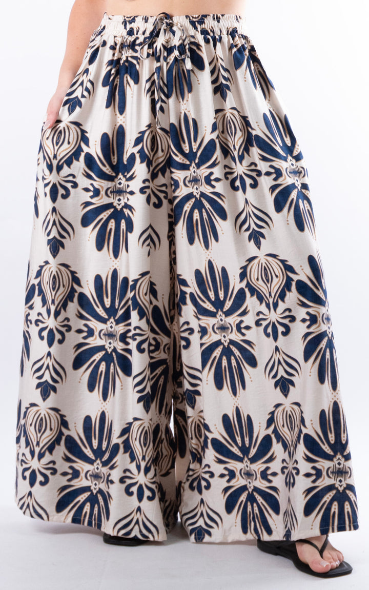 Cove Pattern Drawstring Trouser | Navy