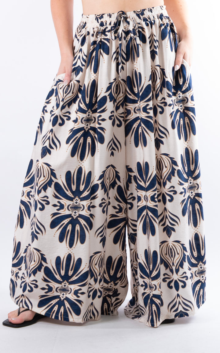 Cove Pattern Drawstring Trouser | Navy
