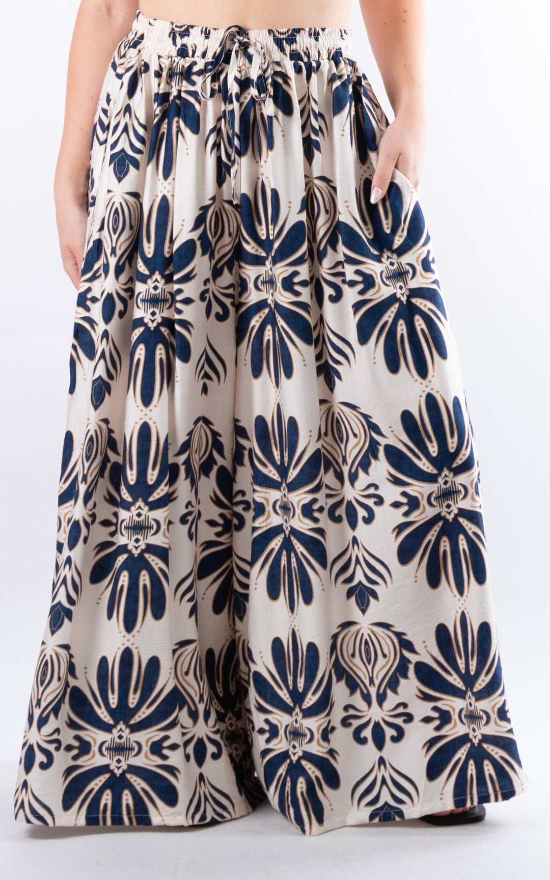 Cove Pattern Drawstring Trouser | Navy