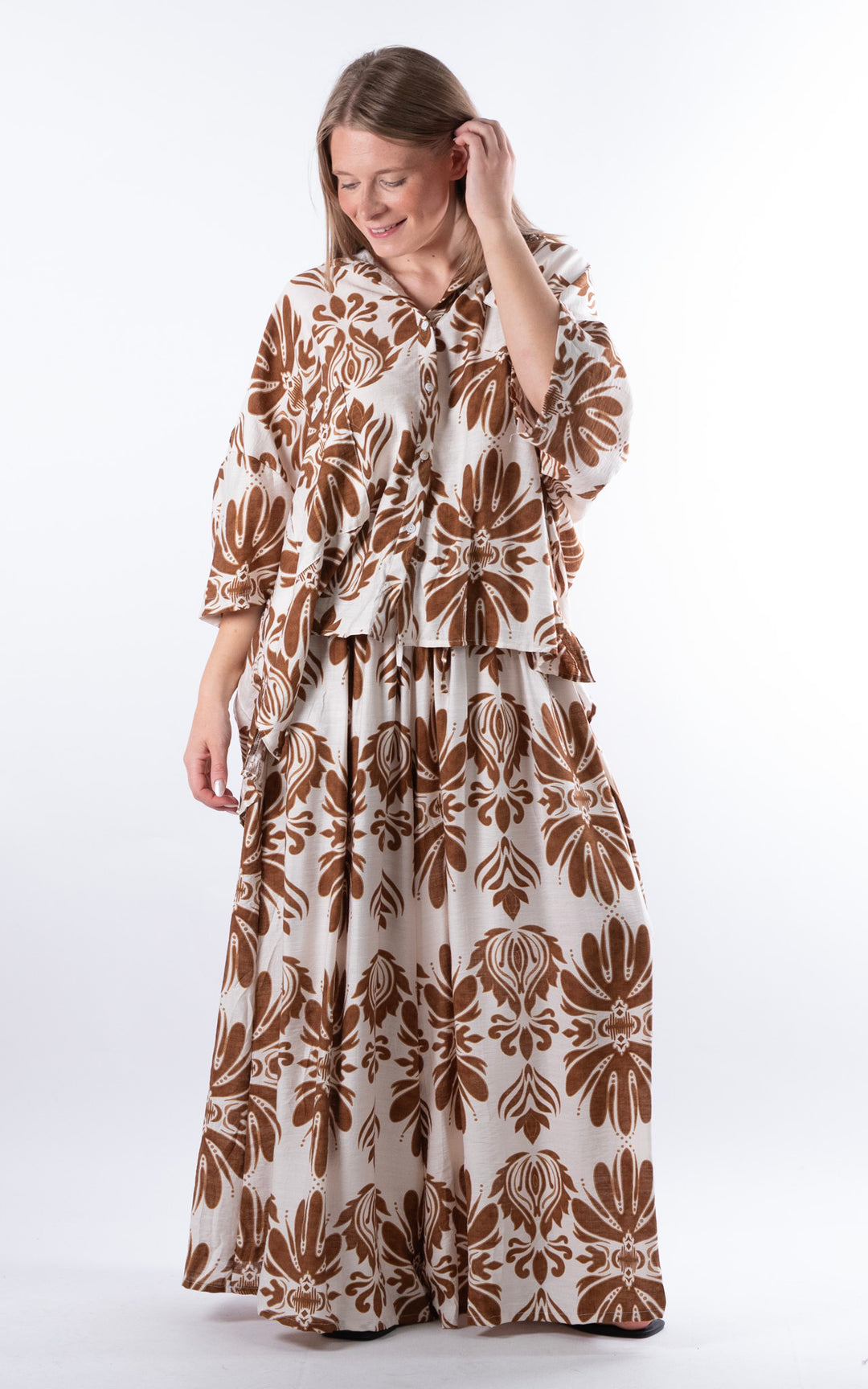 Cove Patterned Button Shirt | Chocolate
