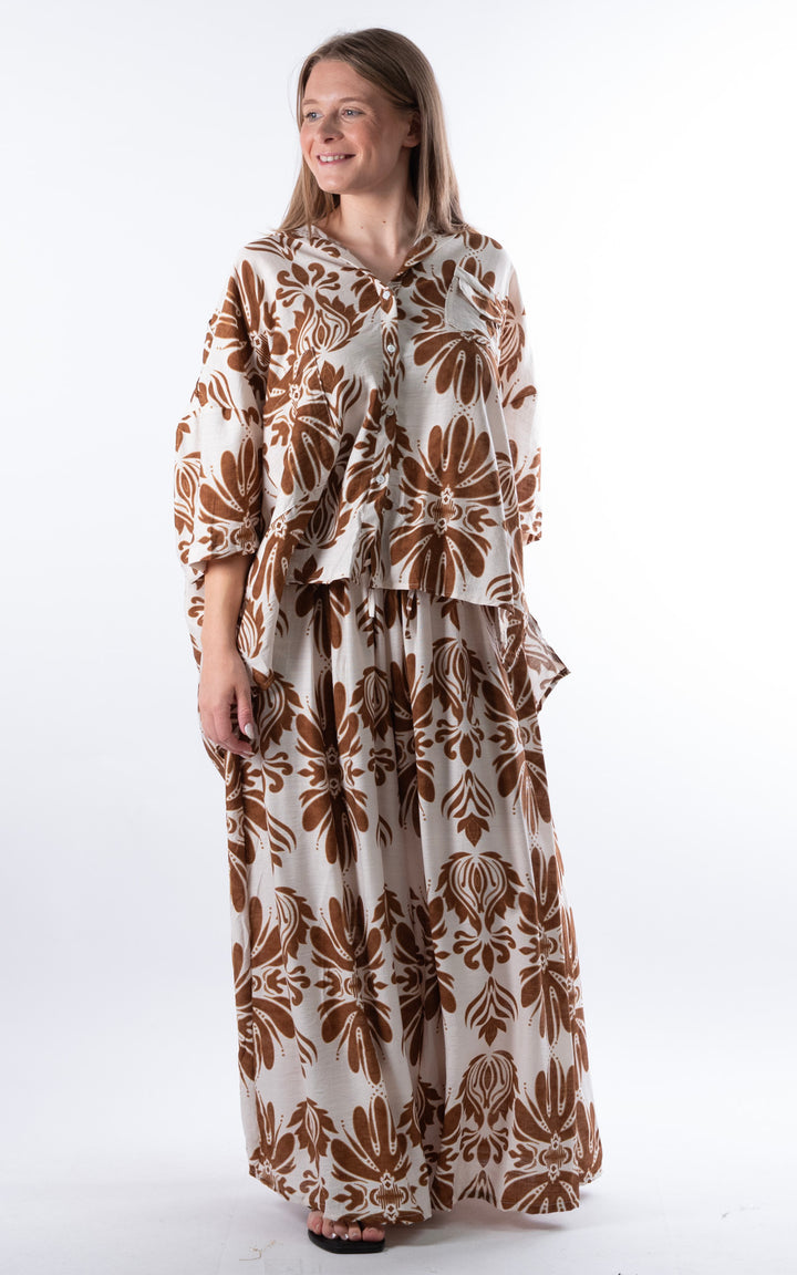 Cove Patterned Button Shirt | Chocolate