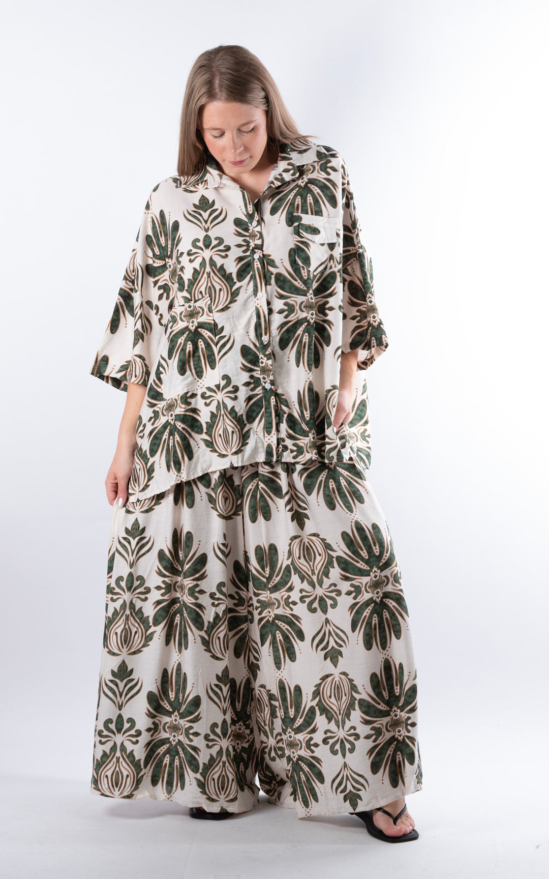 Cove Patterned Button Shirt |Green