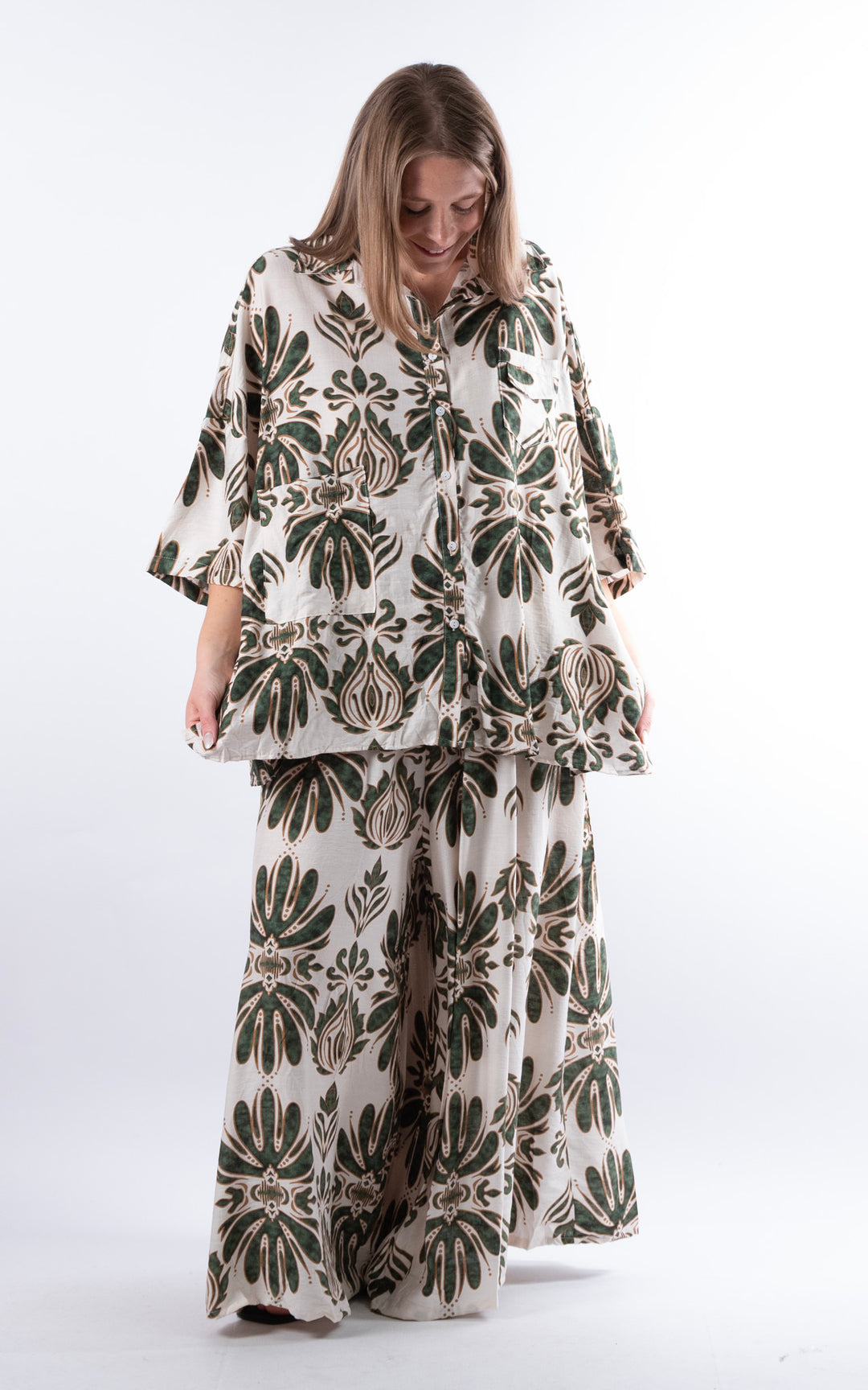 Cove Patterned Button Shirt |Green