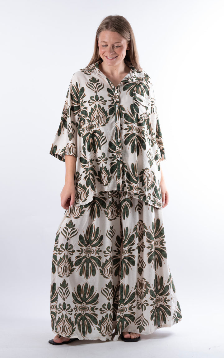 Cove Patterned Button Shirt |Green