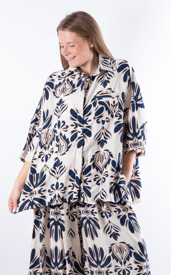 Cove Patterned Button Shirt | Navy