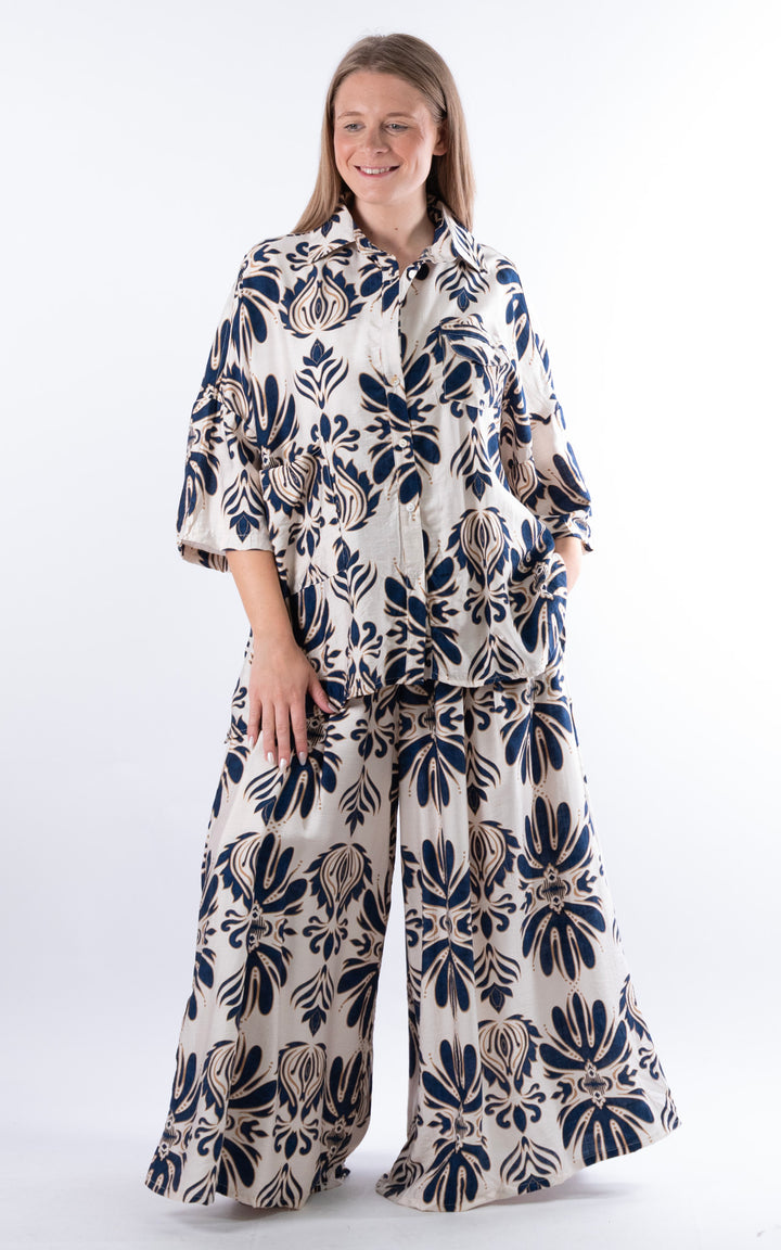 Cove Patterned Button Shirt | Navy