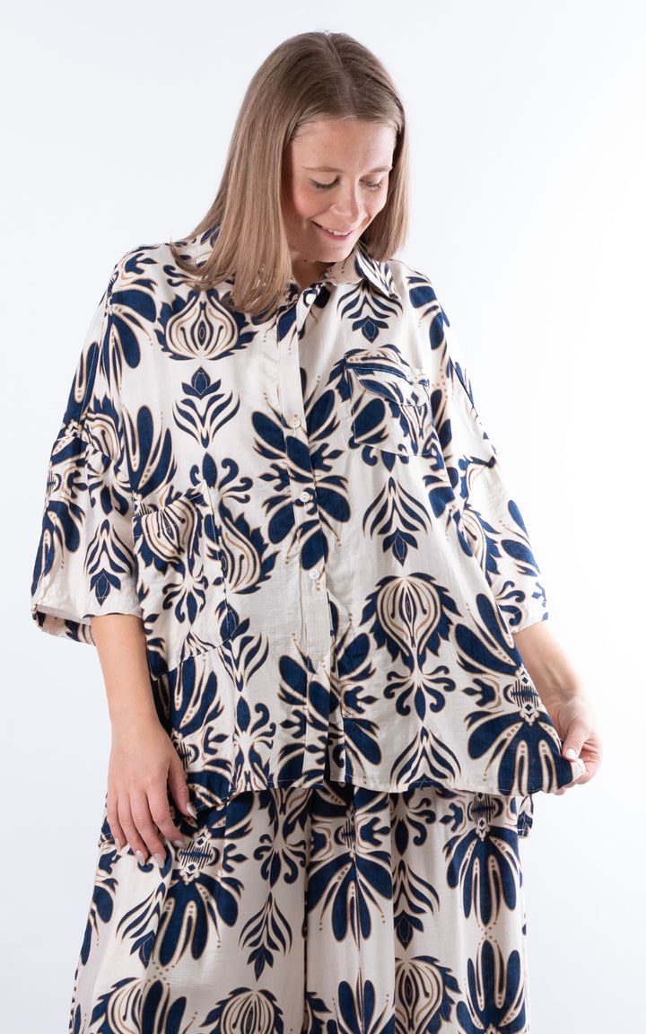 Cove Patterned Button Shirt | Navy