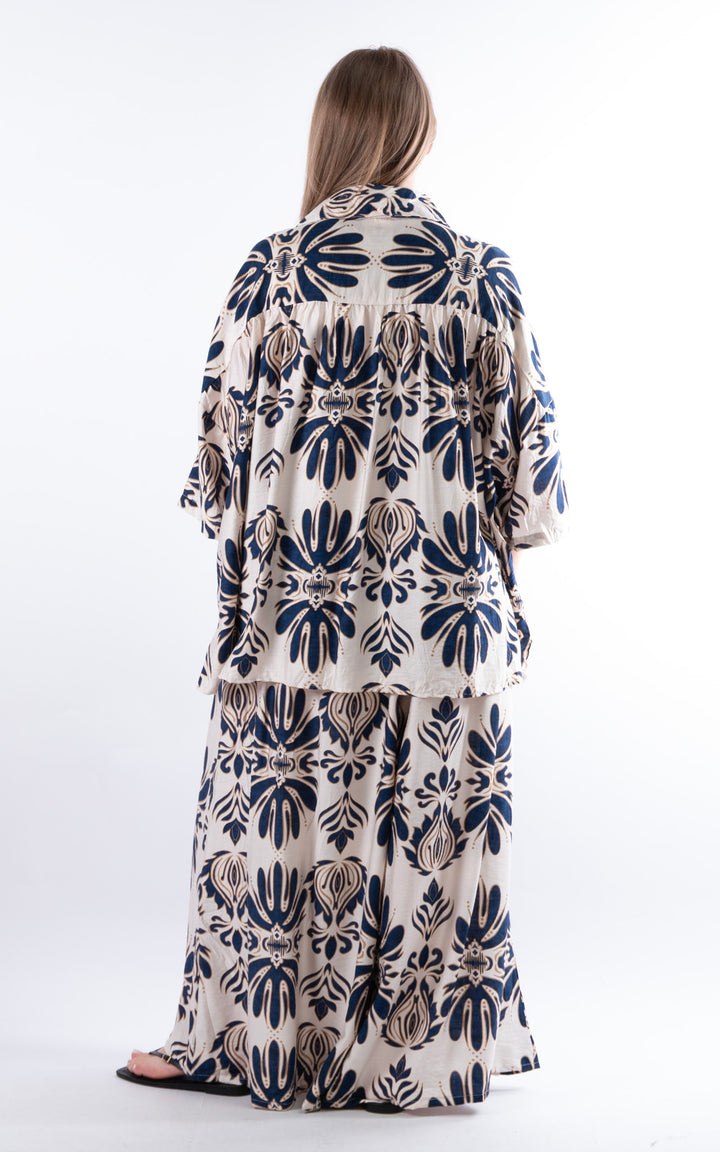 Cove Patterned Button Shirt | Navy