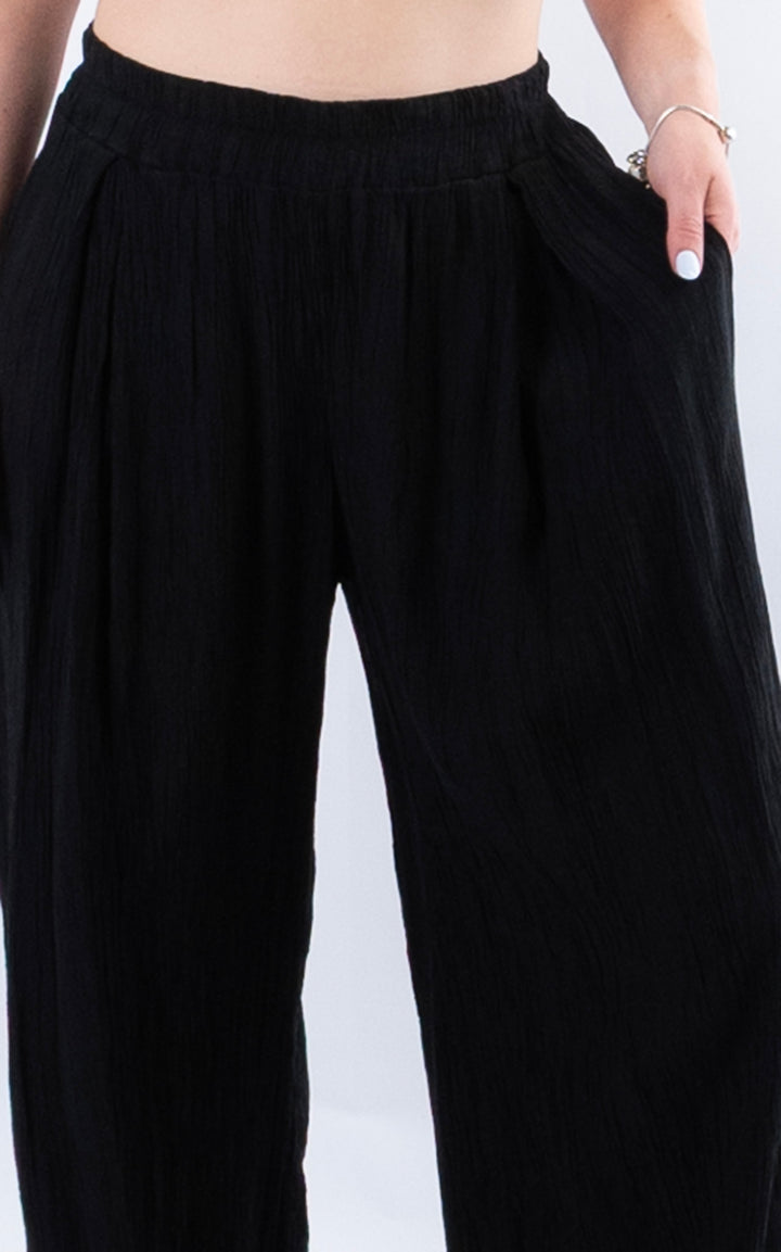 Cleo Crinkle Balloon Trousers | Black