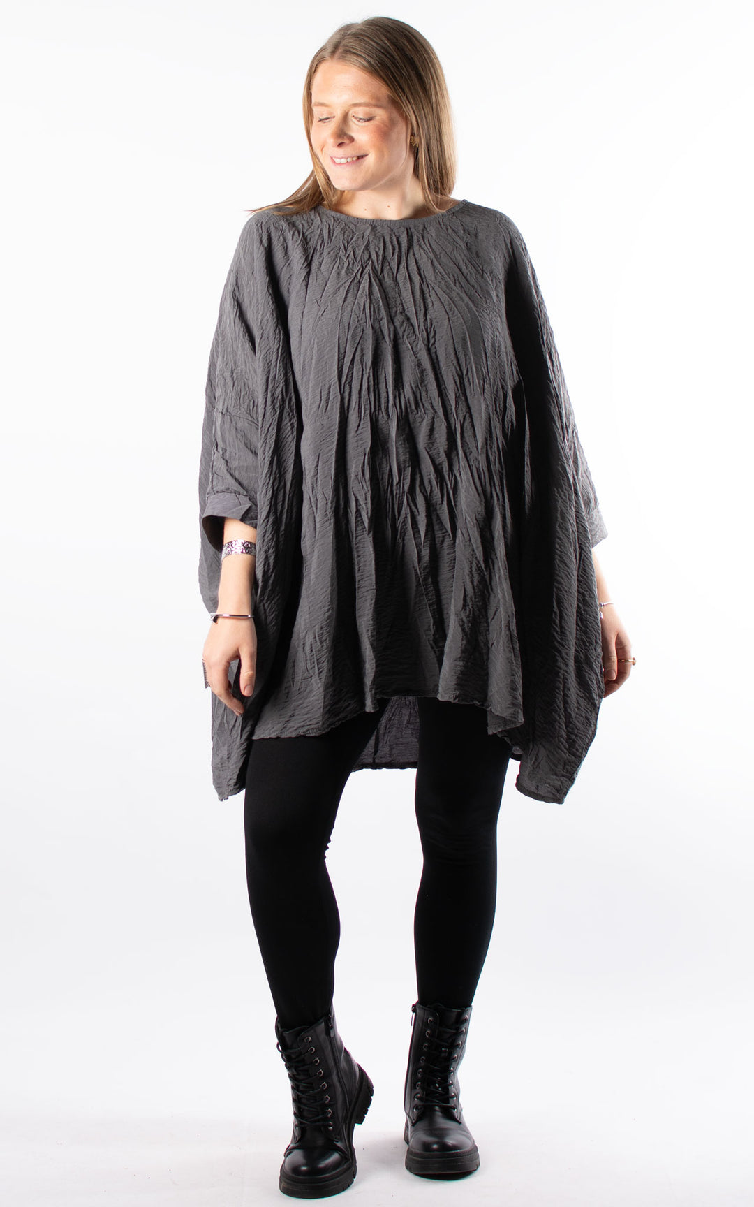 Crinkle Top | Charcoal