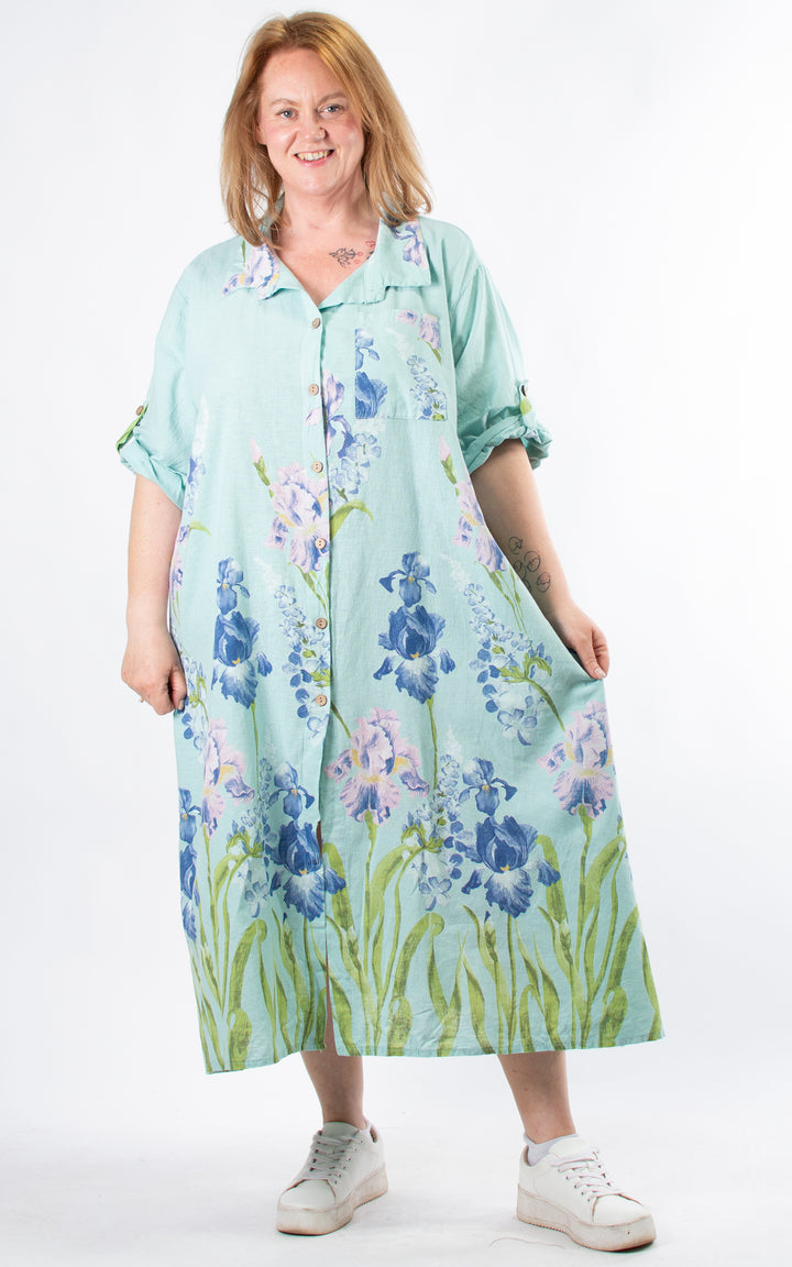 Iris Shirt Dress | Turquoise