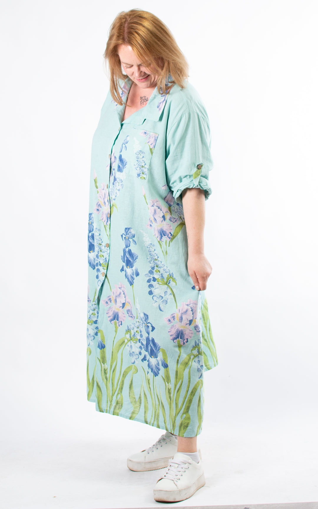 Iris Shirt Dress | Turquoise