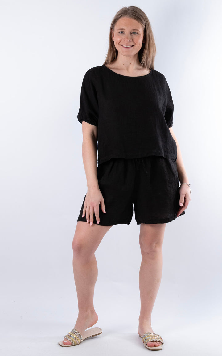 Harriet Linen Shorts | Black
