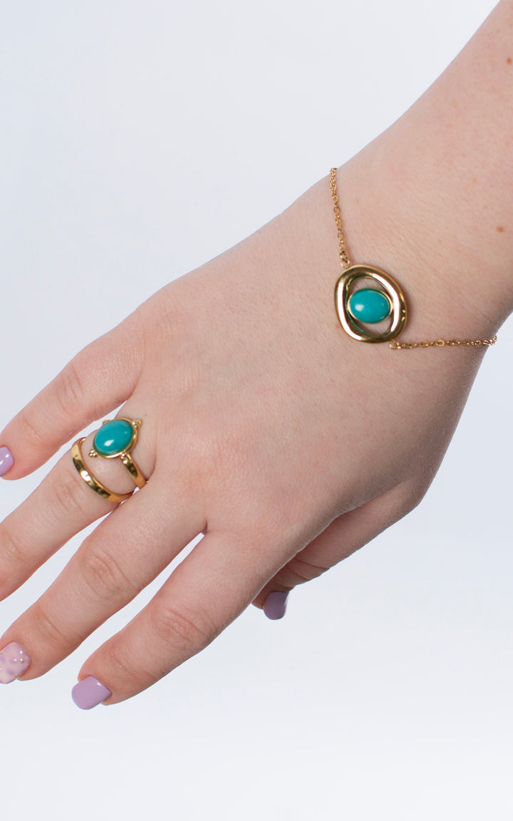 Oval Pearl | Bracelet | Blue