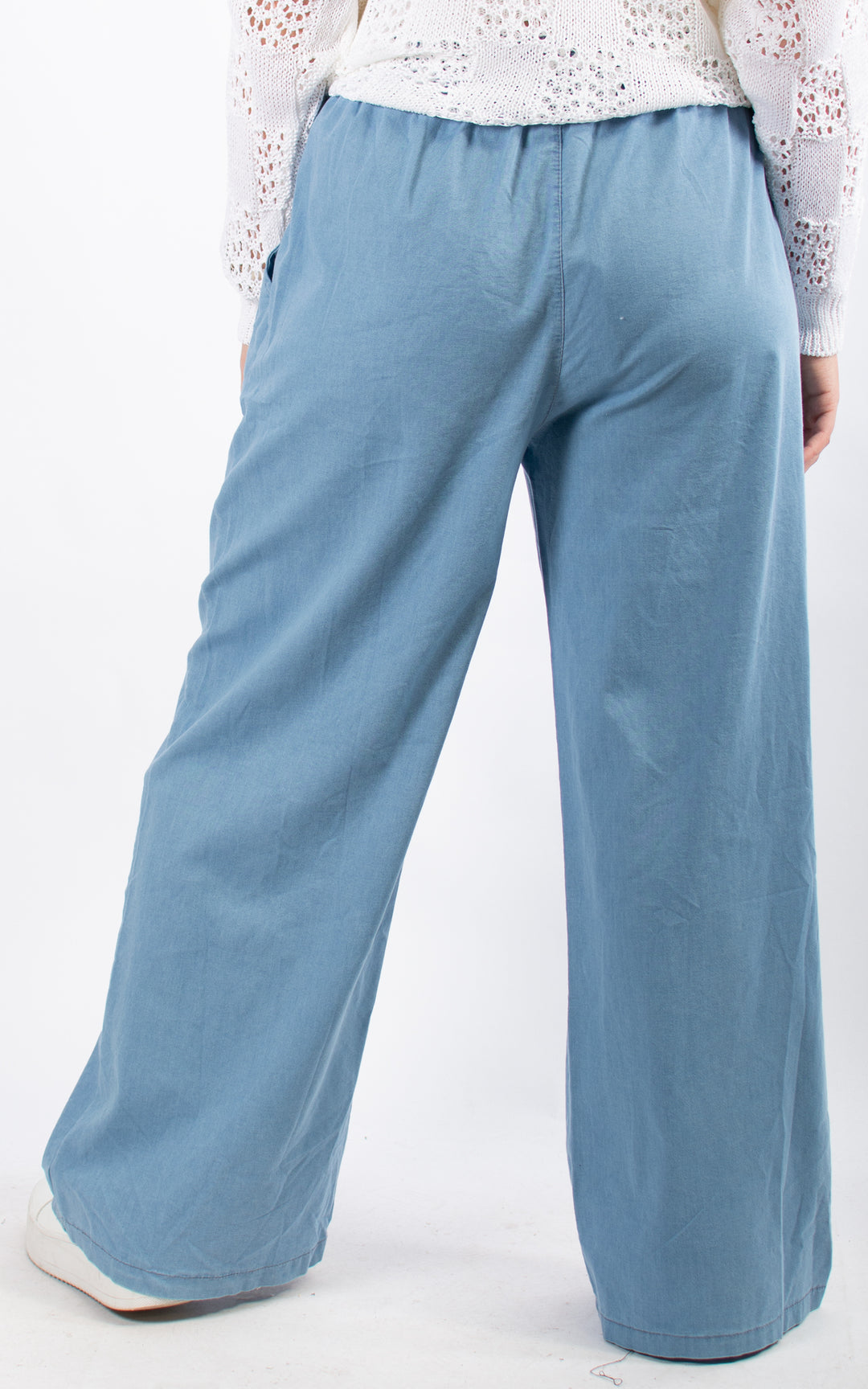 Wide Leg Denim Trousers | Light