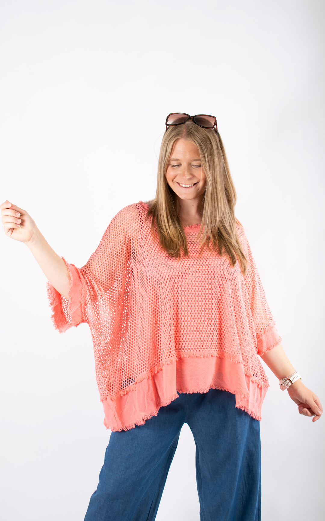 Molly Net Top | Coral