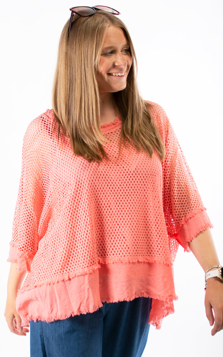 Molly Net Top | Coral