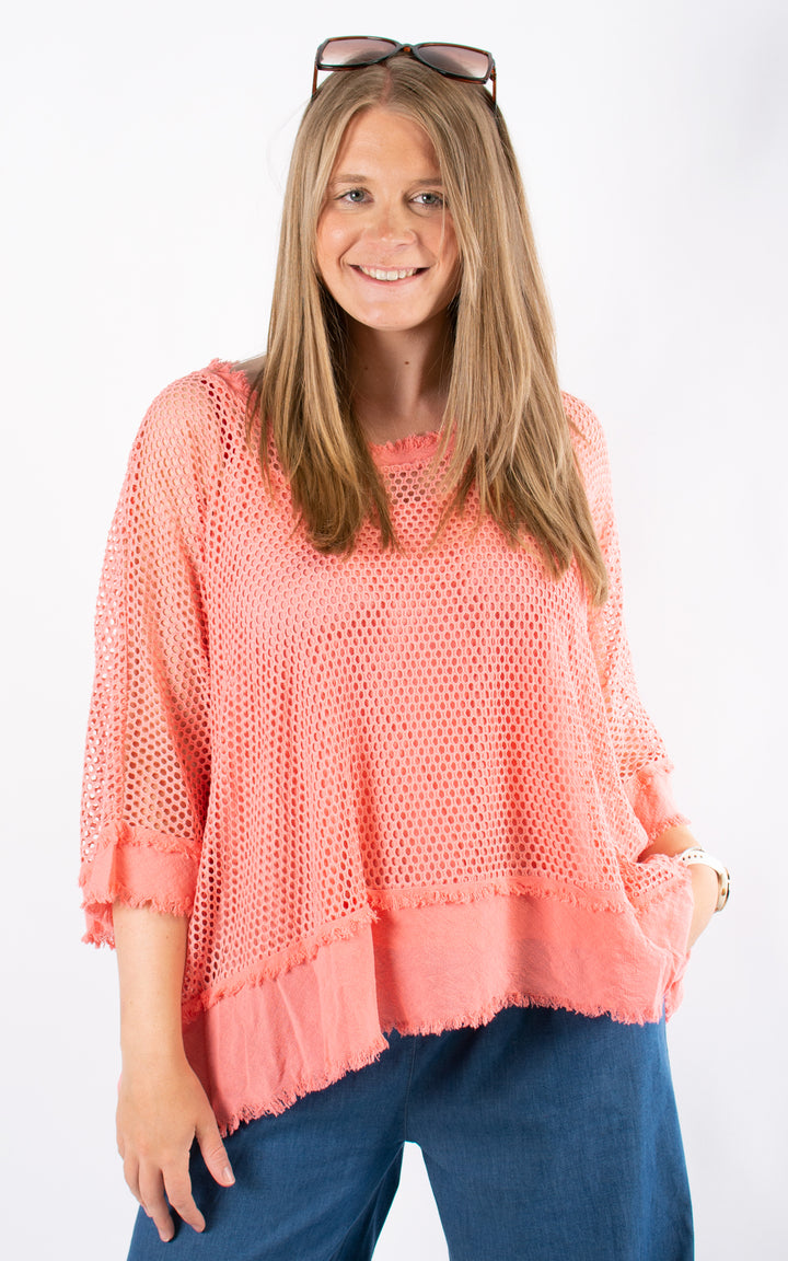 Molly Net Top | Coral