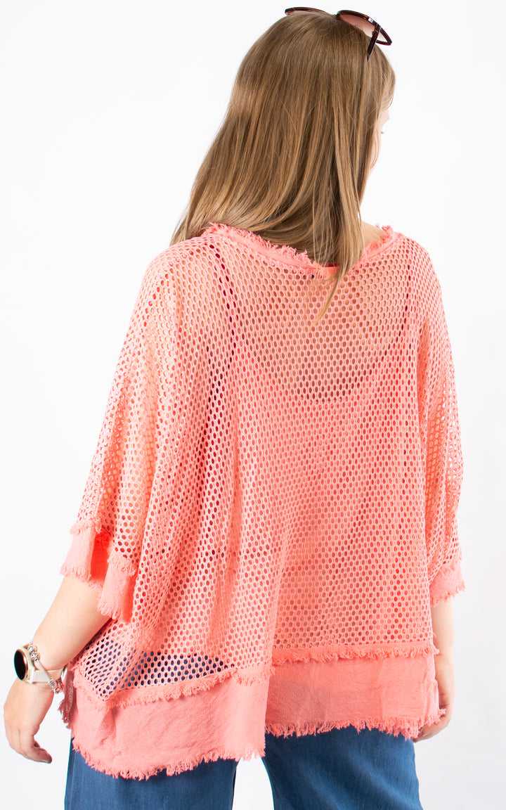 Molly Net Top | Coral