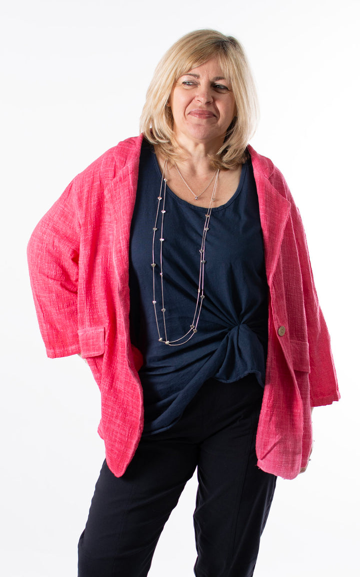 Etta Cotton Blazer | Hot Pink