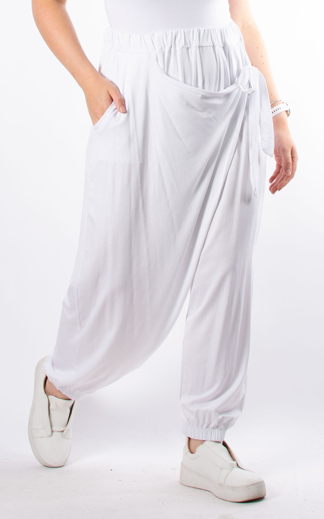 Alice Tie Front Trousers | White