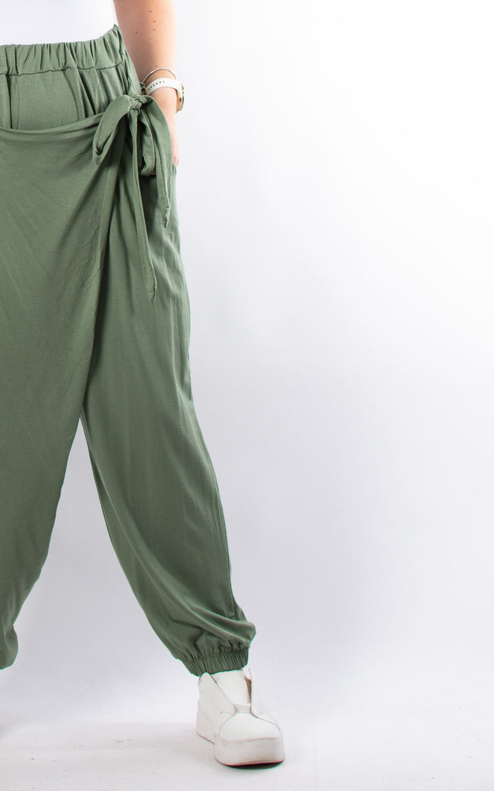 Alice Tie Front Trousers | Khaki