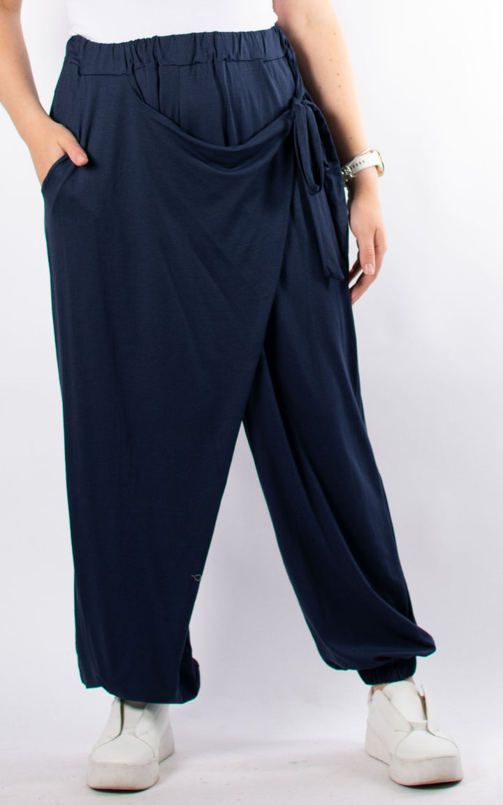 Alice Tie Front Trousers | Navy