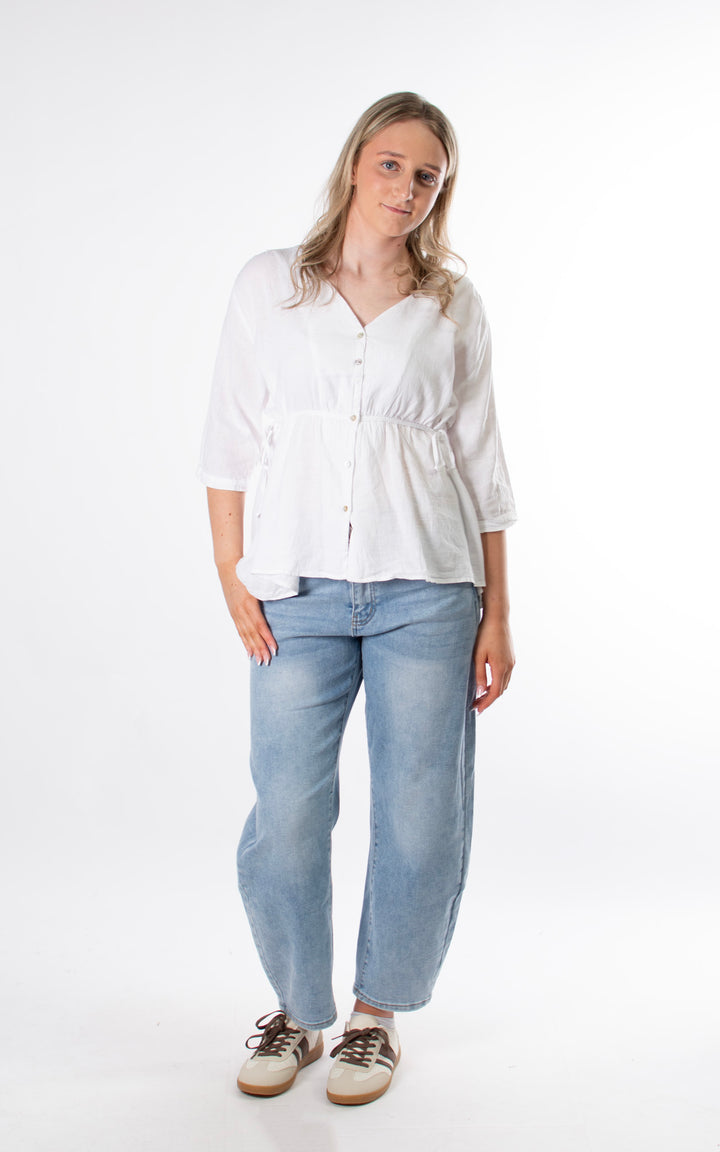 Gianna Tie Side Top  | White