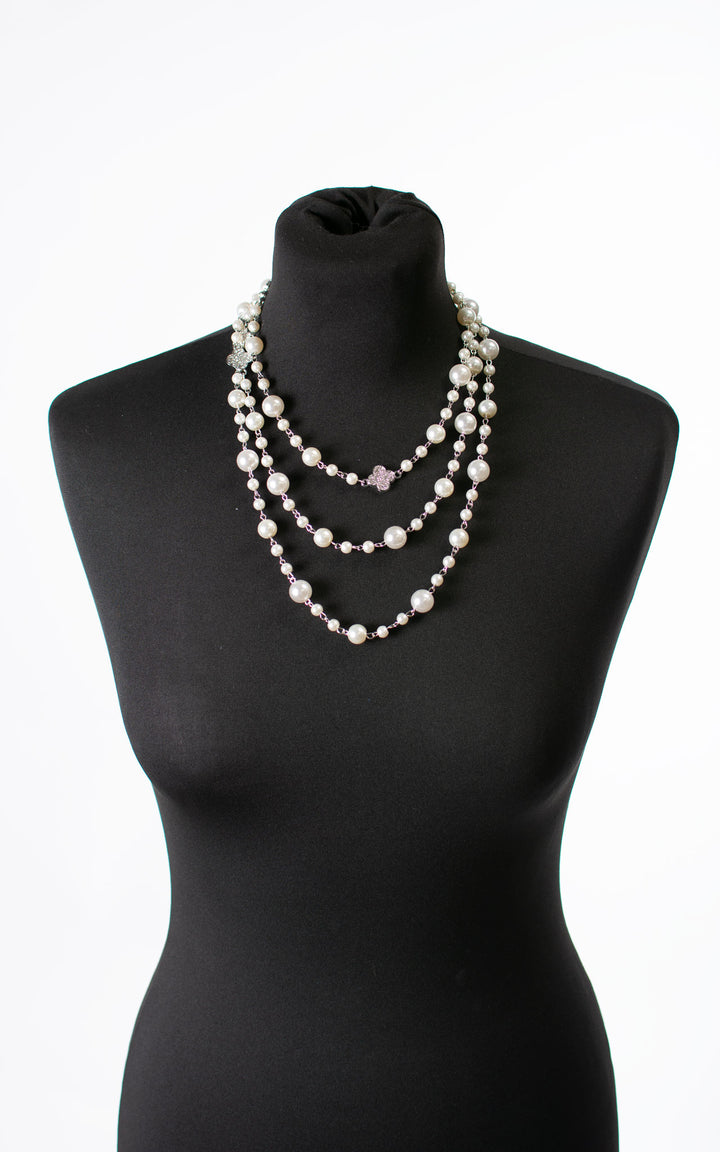 Necklace | Pearl and Clover | Silver