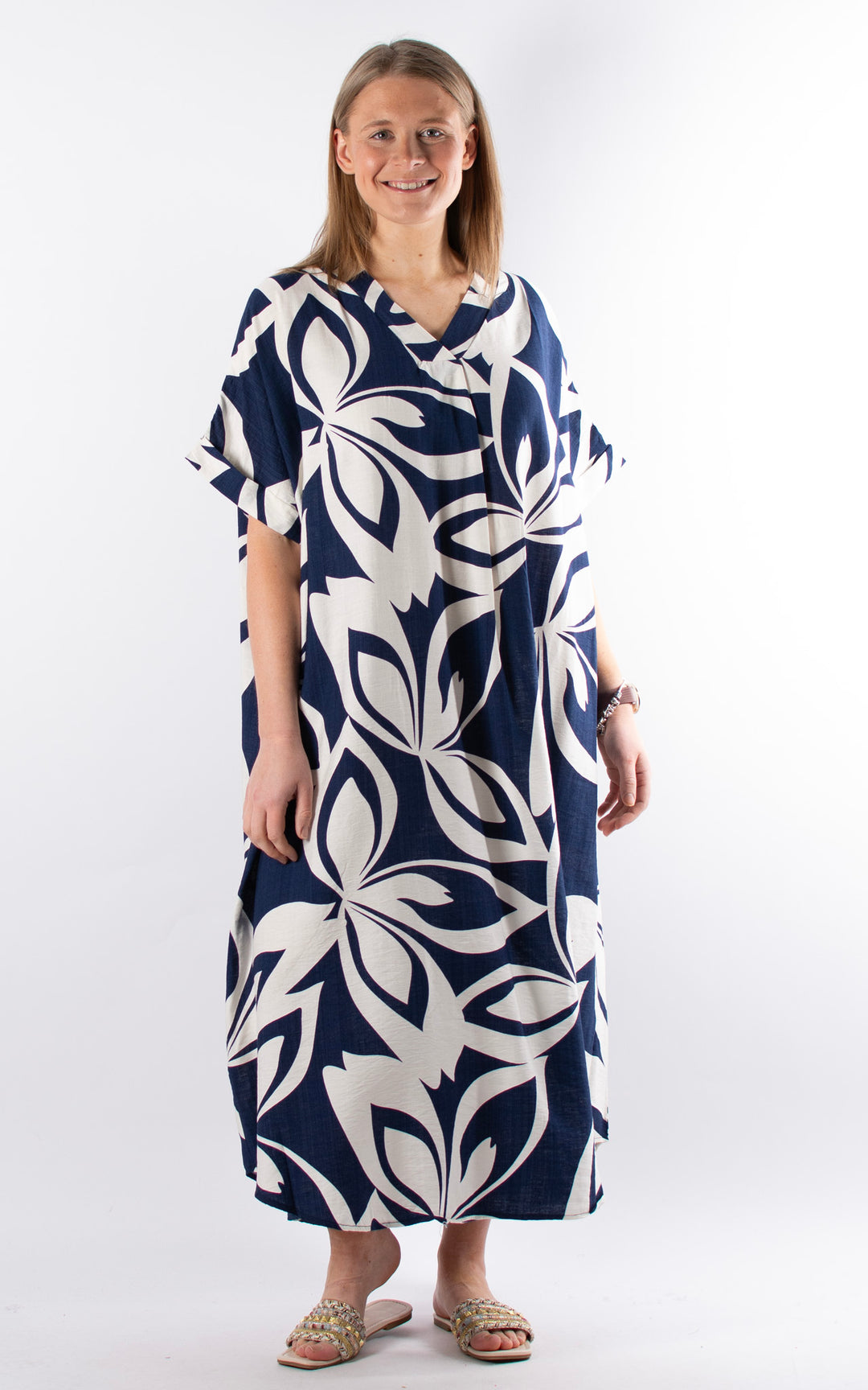 Palma V-Neck Dress | Blue