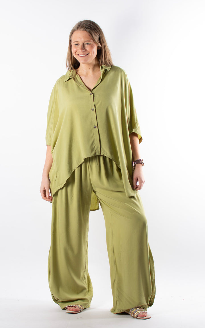 Kennedy Wide Leg Trouser | Green