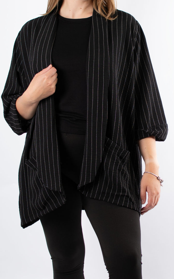 Mandy Jacket | Pinstripe | Black