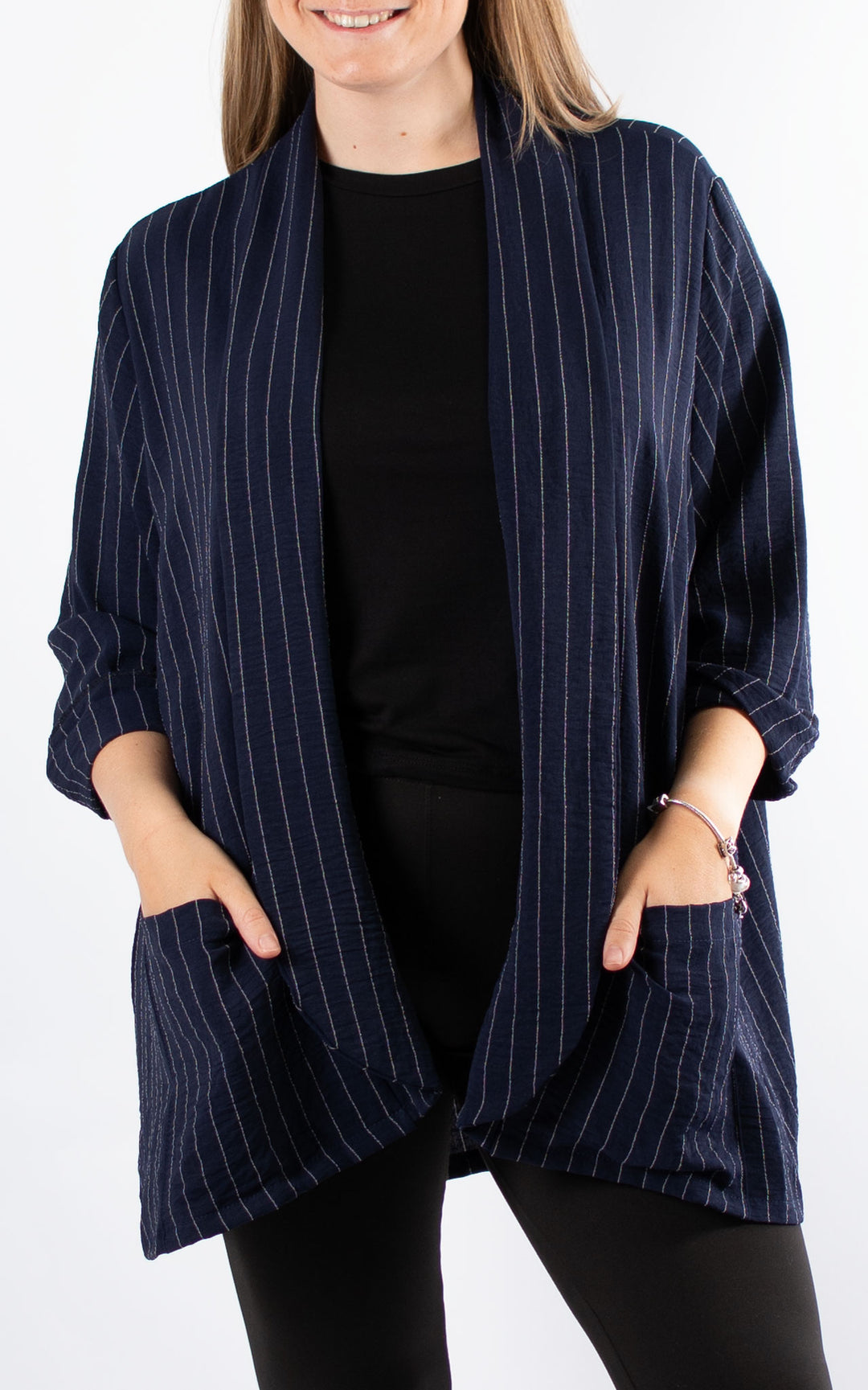 Mandy Jacket | Pinstripe | Navy