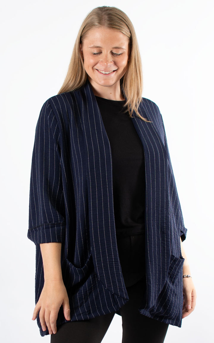 Mandy Jacket | Pinstripe | Navy