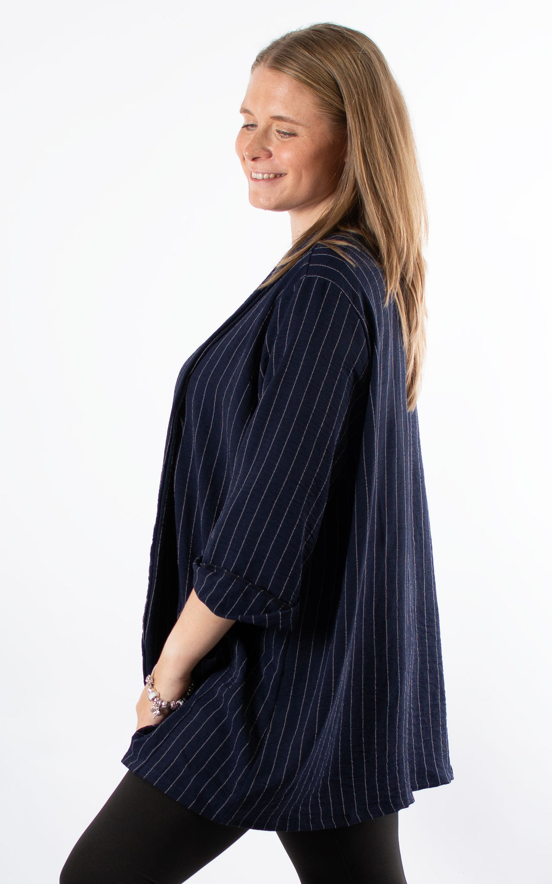 Mandy Jacket | Pinstripe | Navy
