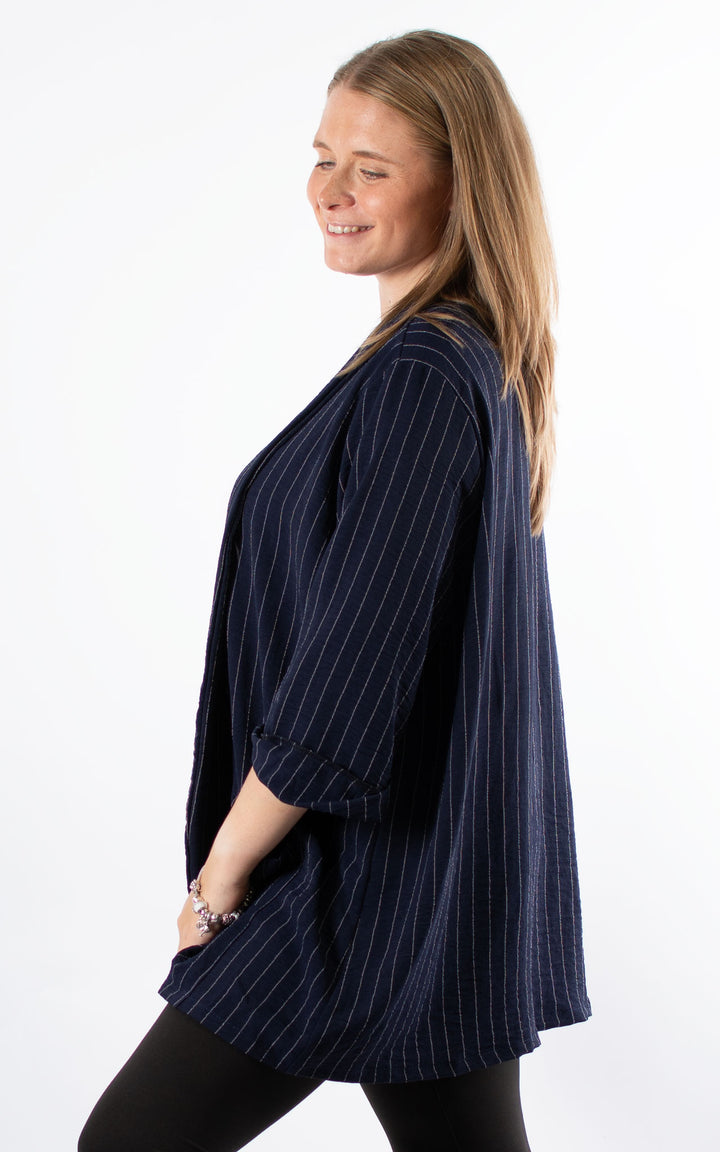 Mandy Jacket | Pinstripe | Navy