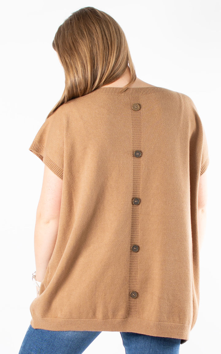 Button Back Jumper | Camel