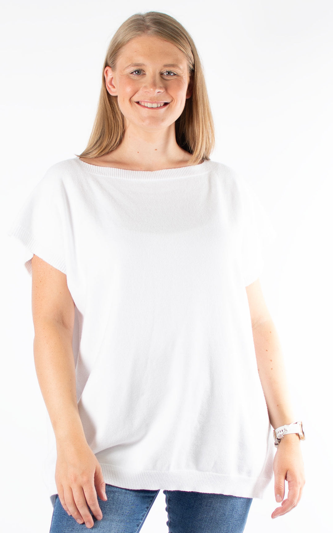 Button Back Jumper | White
