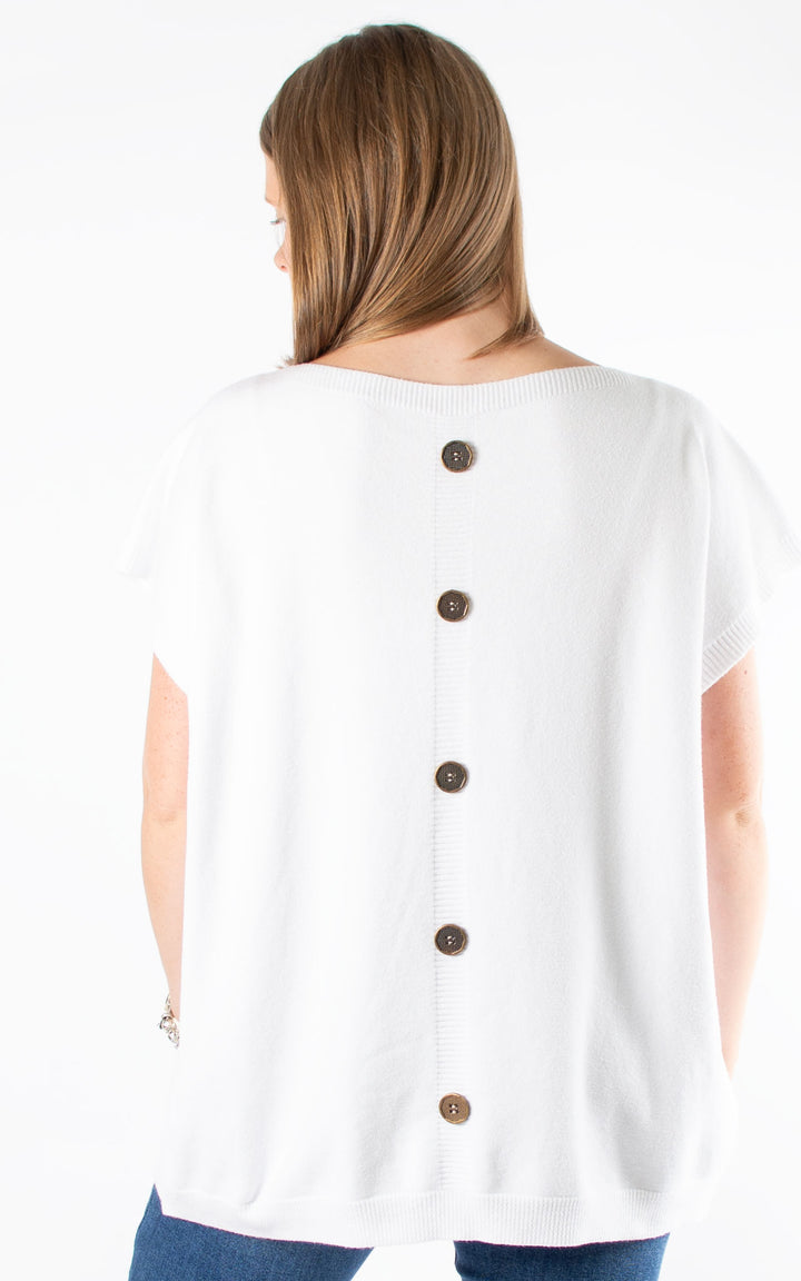 Button Back Jumper | White