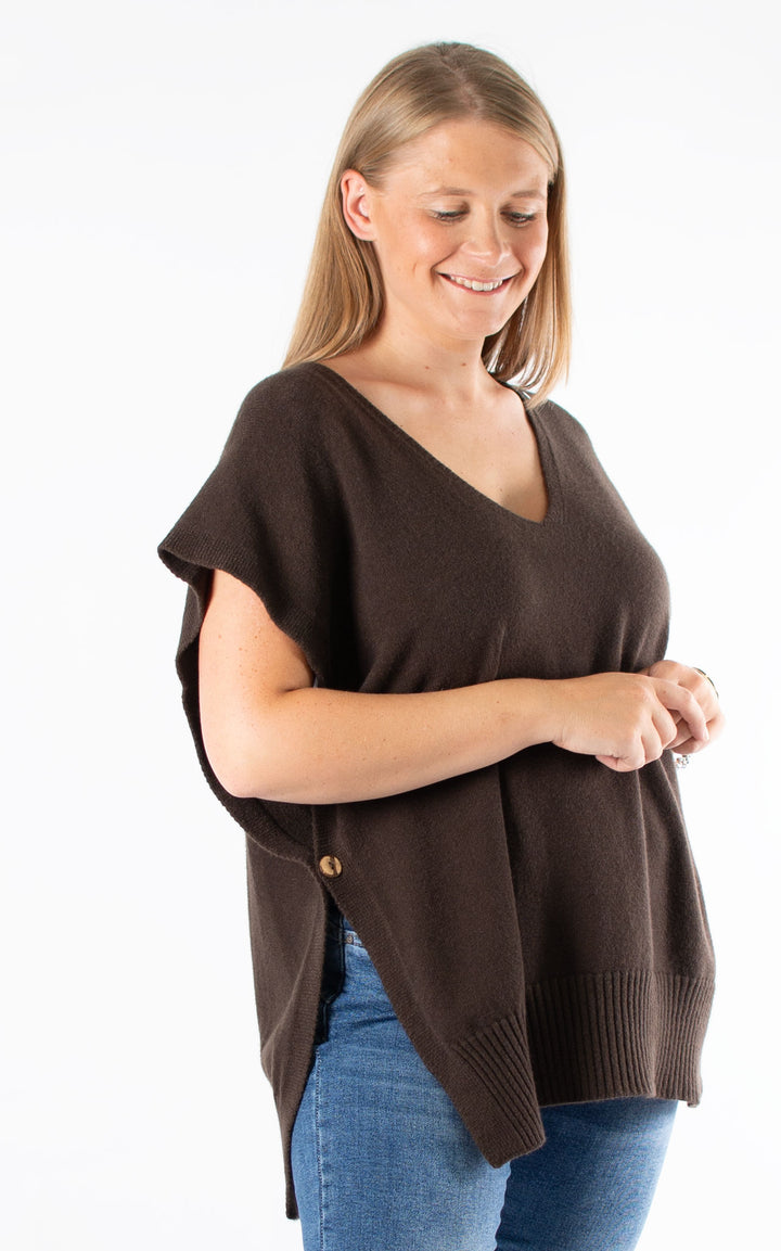 Side Button Tank Jumper | Chocolate
