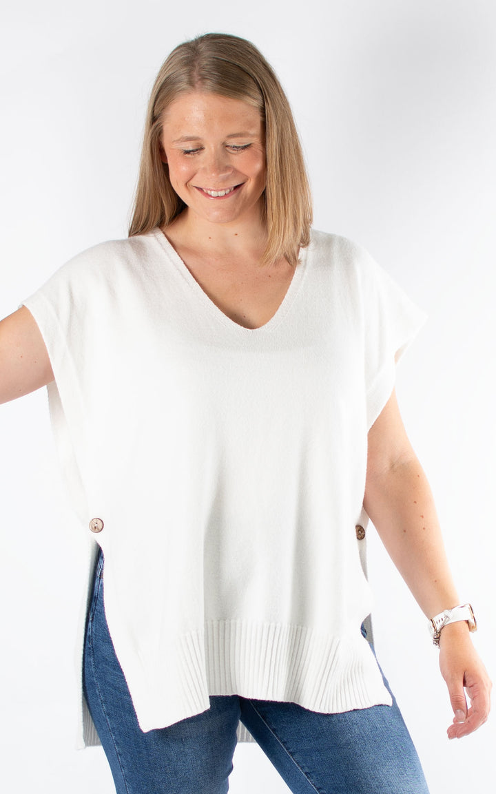 Side Button Tank Jumper | Cream