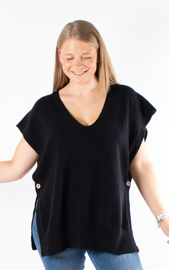 Side Button Tank Jumper | Black