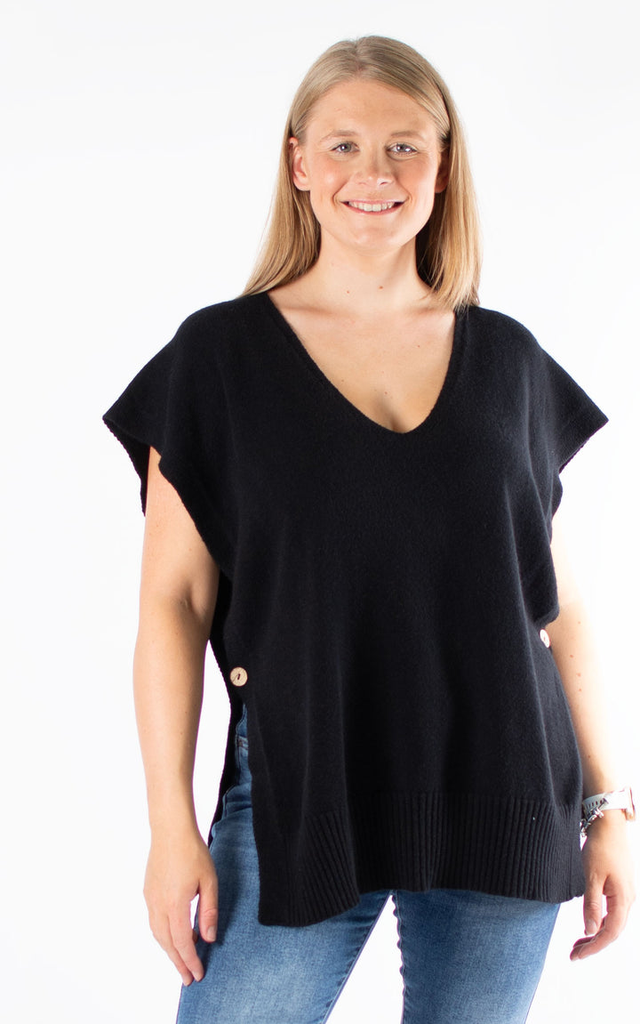 Side Button Tank Jumper | Black