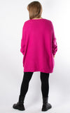 Janet Button Sleeve Knit | Magenta