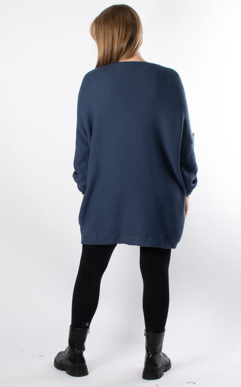 Janet Button Sleeve Knit | Denim