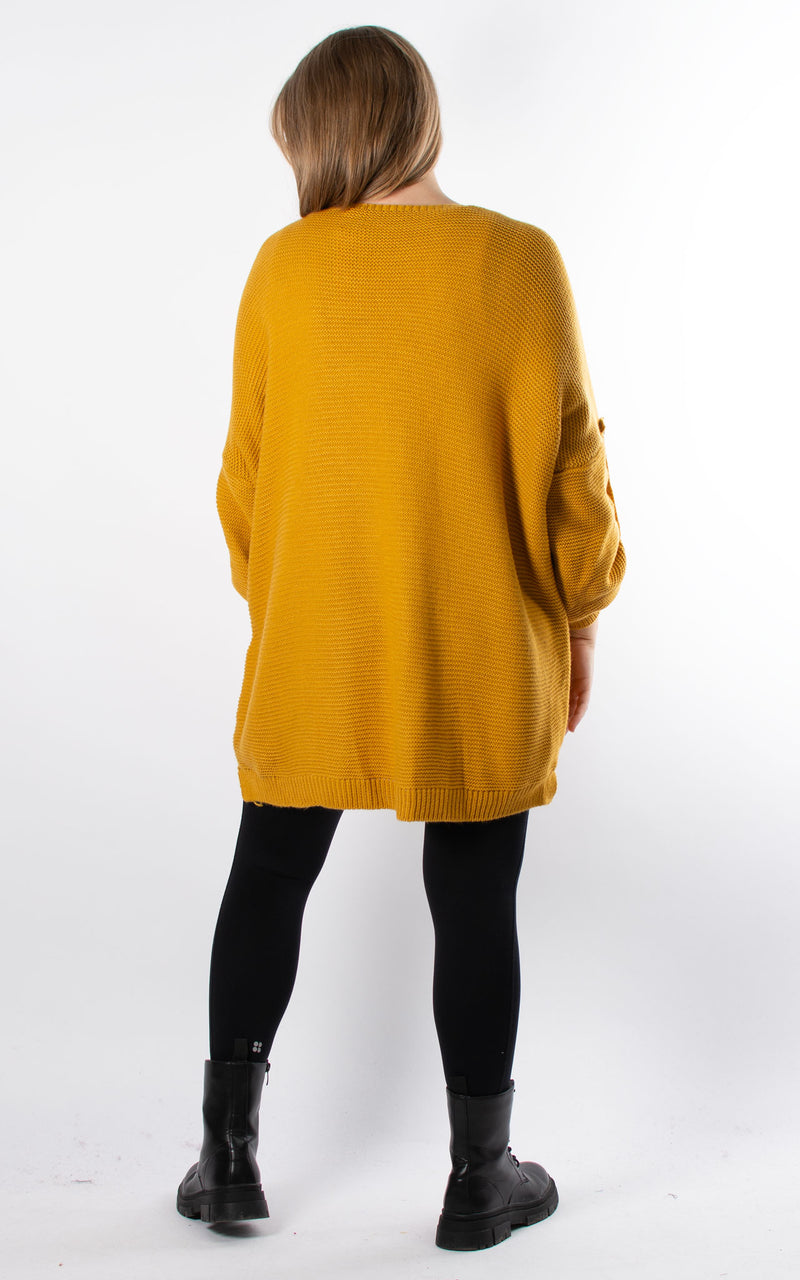 Janet Button Sleeve Knit | Mustard