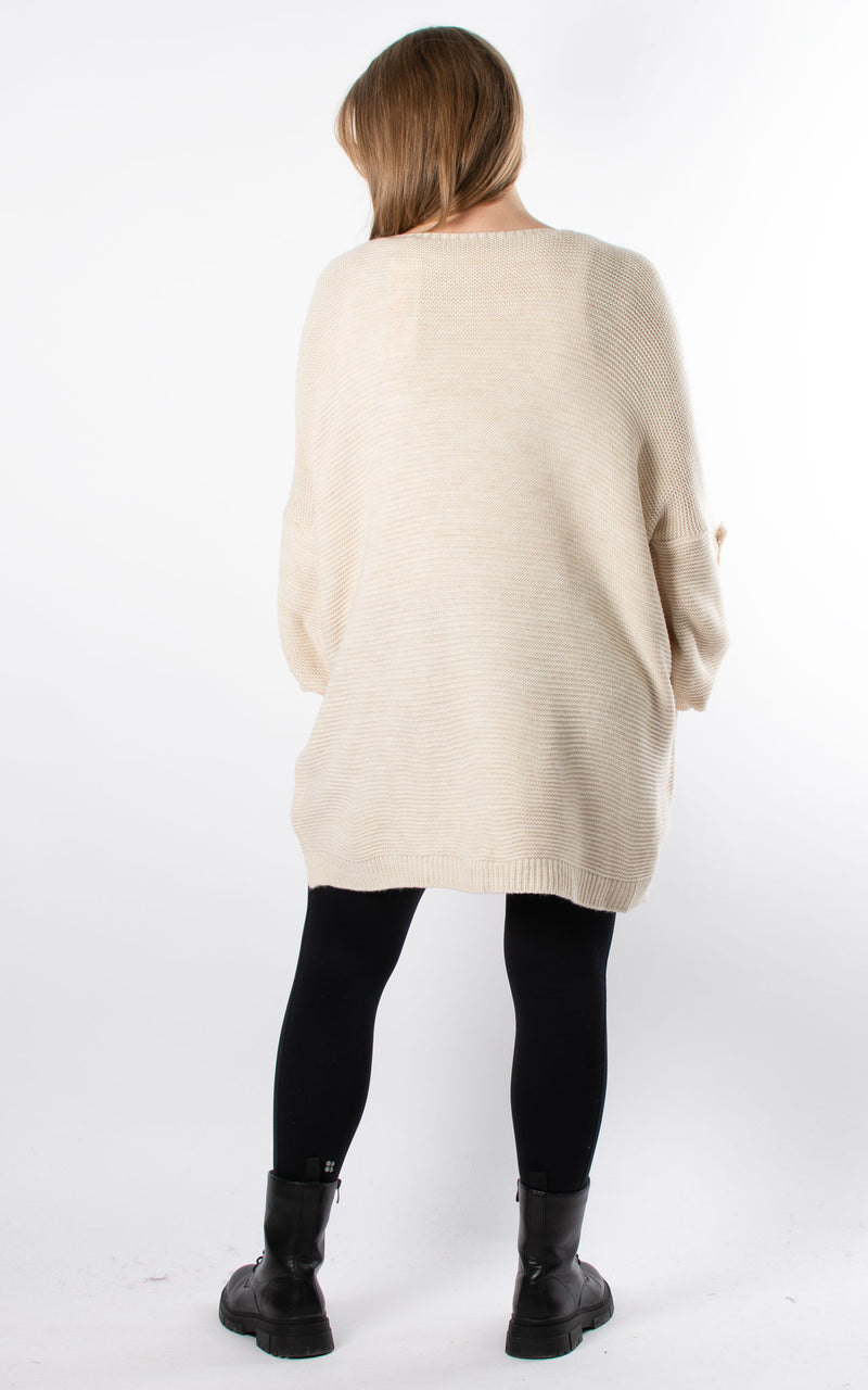 Janet Button Sleeve Knit | Oat