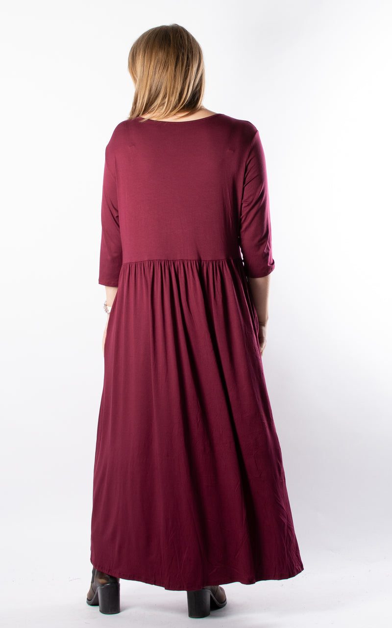 Nova Dress | 3/4 | Long | Wine