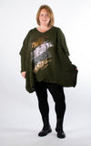 Oversized Chunky Knit Jumper | Foil Brush Stroke | Khaki