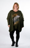 Oversized Chunky Knit Jumper | Foil Brush Stroke | Khaki